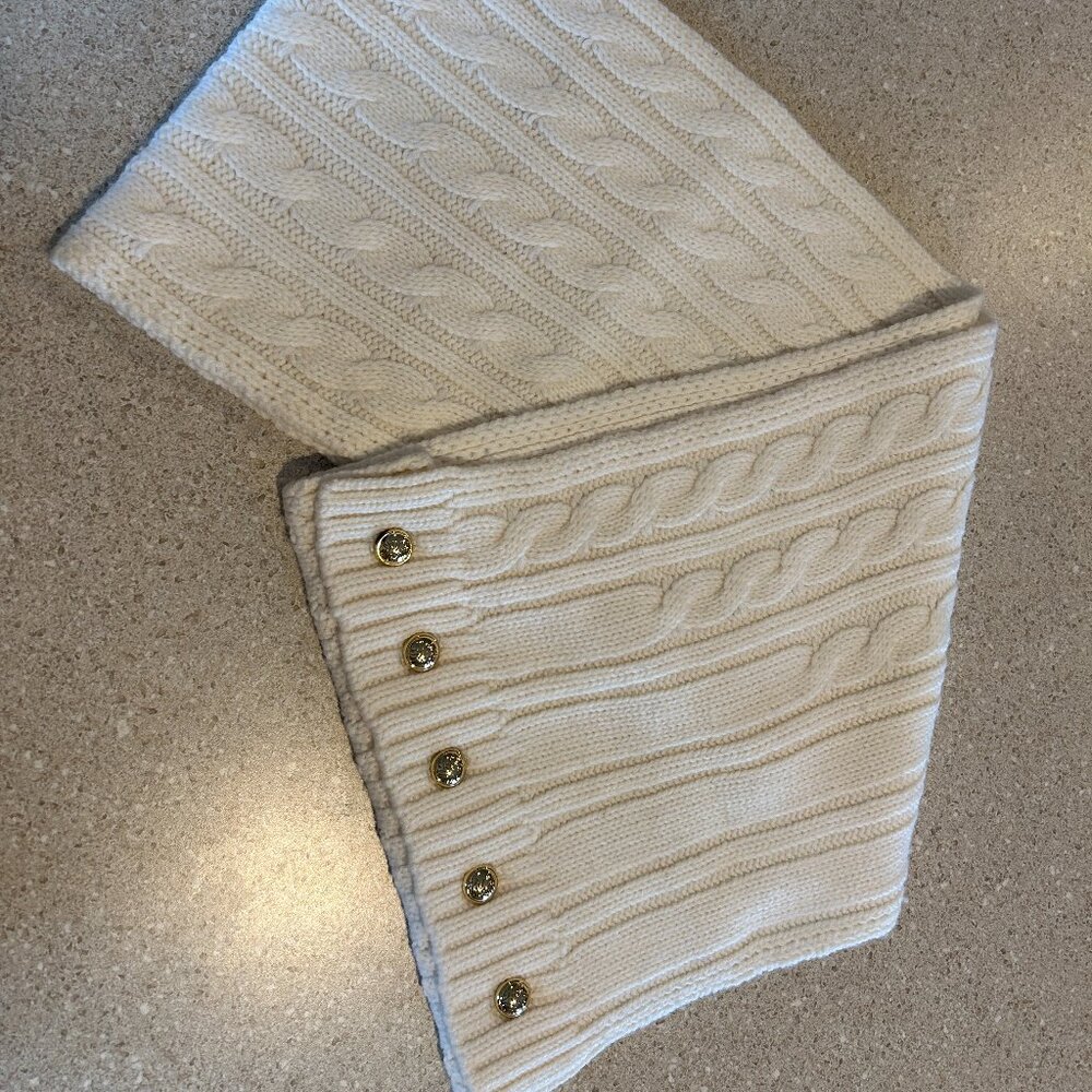 MICHAEL KORS Ivory Cable Knit Infinity Scarf with Buttons